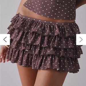 Polka Dot Ruffle Mini Skirt